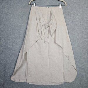 DISSH Women's Ivory Linen Tie Front Side Split Skirt Size 8